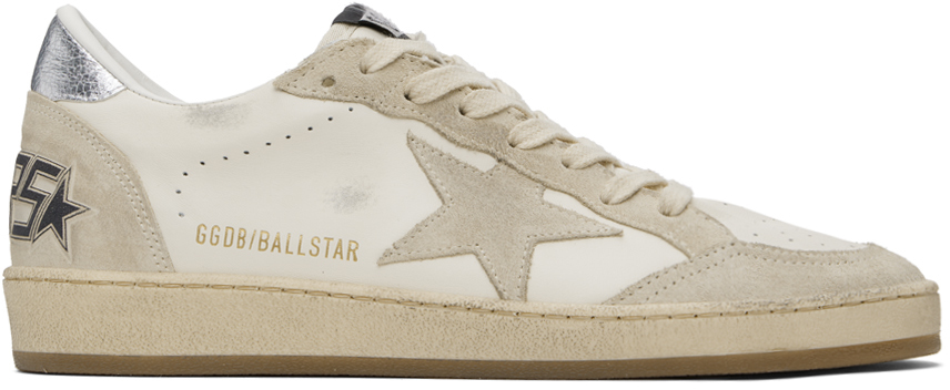 White & Beige Ball Star Sneakers