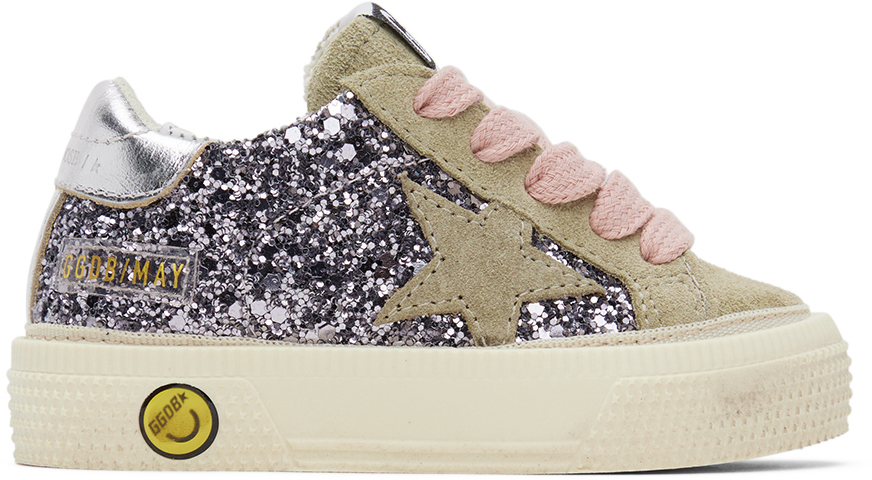 Golden Goose Baby Gray May Sneakers In Grey/taupe/silver