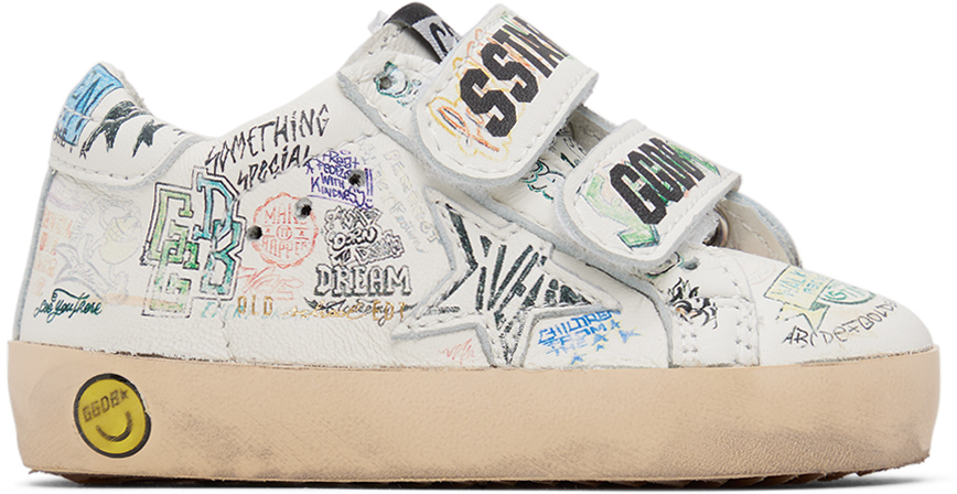 Golden Goose Baby Off-white Old School Sneakers In White/multicolor/ice