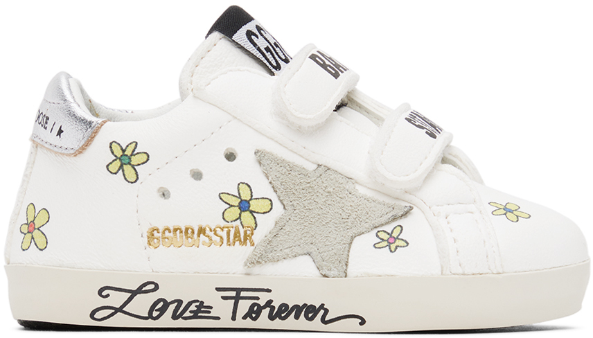 Golden Goose Baby White Baby School Sneakers In White/ice/silver