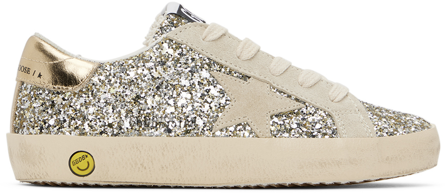 Golden Goose Sneakers Super-star In Silver Glitter Gold