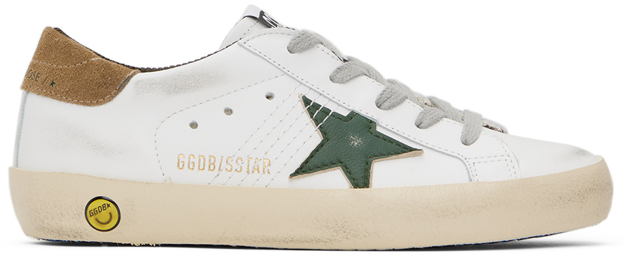 Golden Goose Kids White Super-star Young Nappa Star Sneakers In Ivory/beige