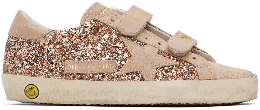 Golden Goose Old School Glitter And Suede In Rose Gold
