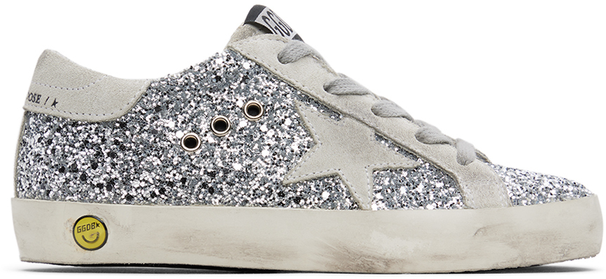 Shop Golden Goose Kids Silver Super-star Sneakers In Silver/ice