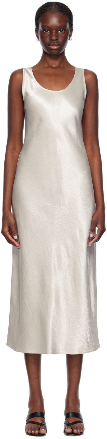 Shop Max Mara Off-white Talete Midi Dress In 66 Stone