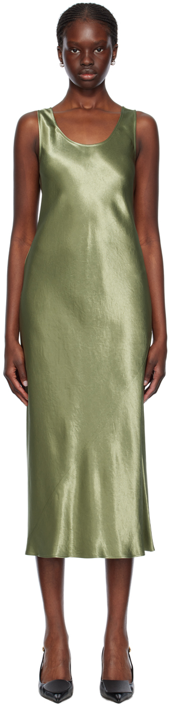 Shop Max Mara Khaki Talete Midi Dress In 56 Pastel Green