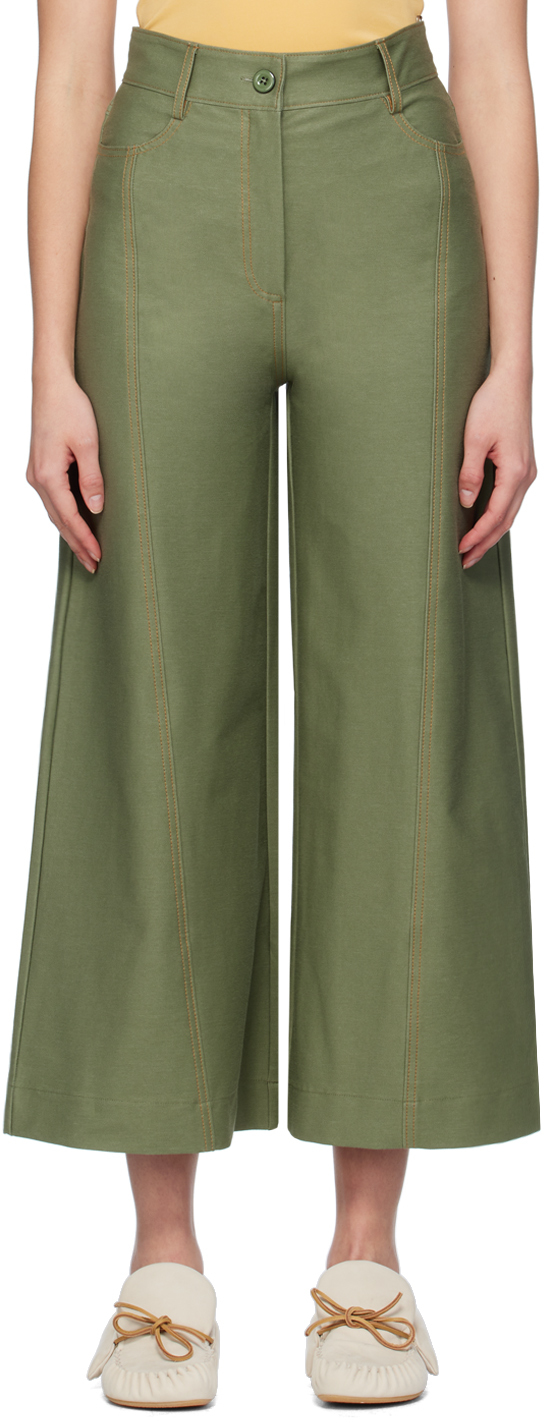 Shop Max Mara Green Foster Trousers In 2 Sage Green