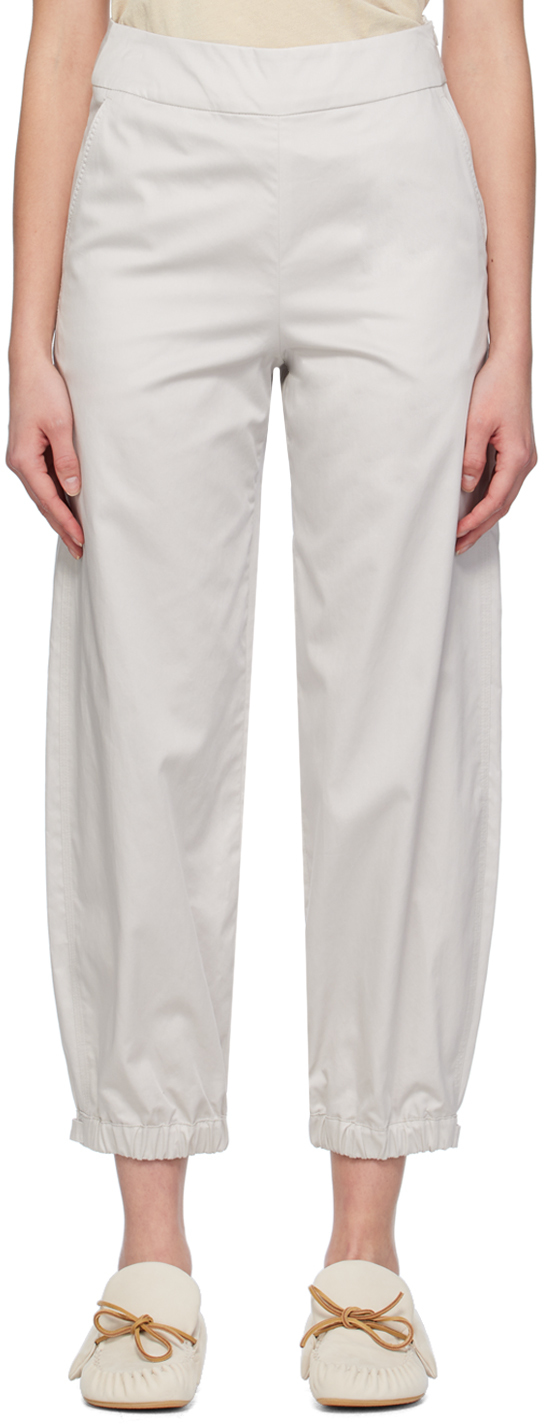 Shop Max Mara Off-white Candela Trousers In 3 Stone