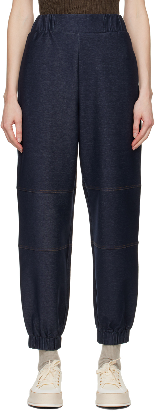 Shop Max Mara Navy Badesse Trousers In 4 Navy