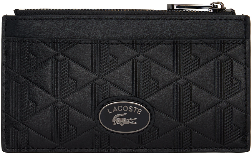 Shop Lacoste Black Monogramme Zipped Wallet