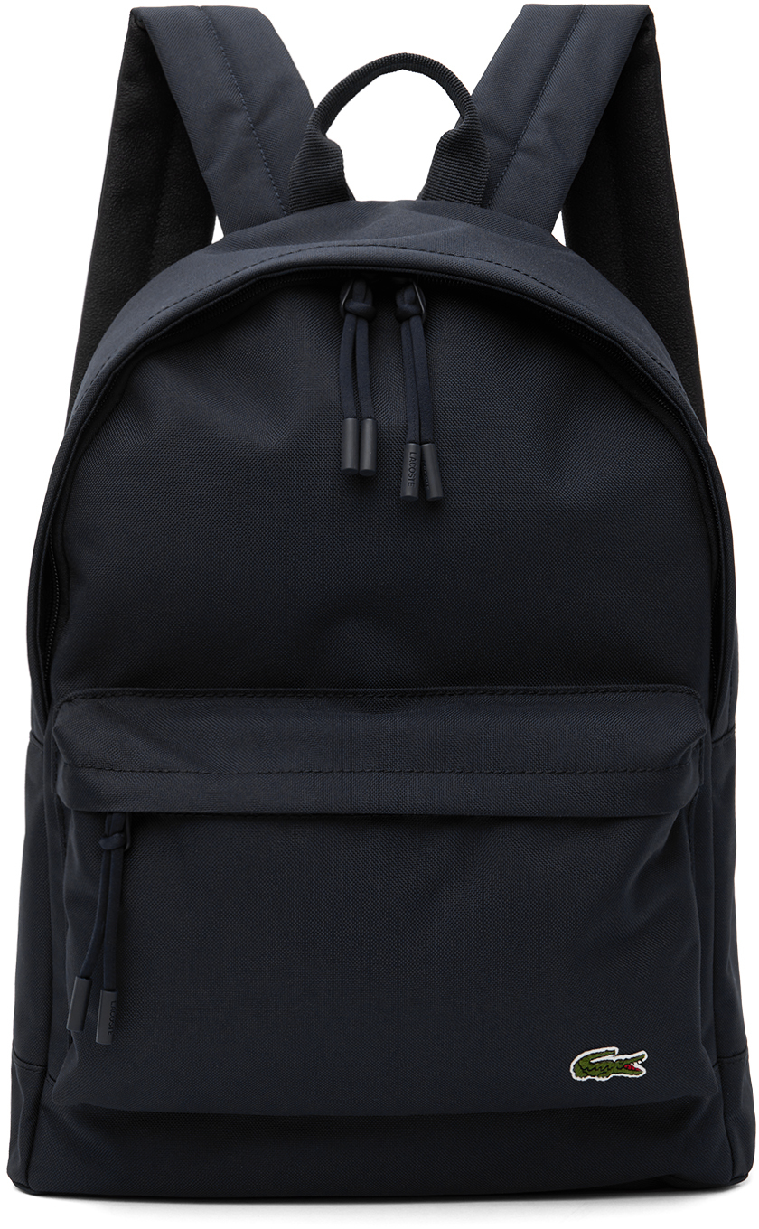 Lacoste Navy Computer Compartment Backpack In Eclipse Blue/cobalt