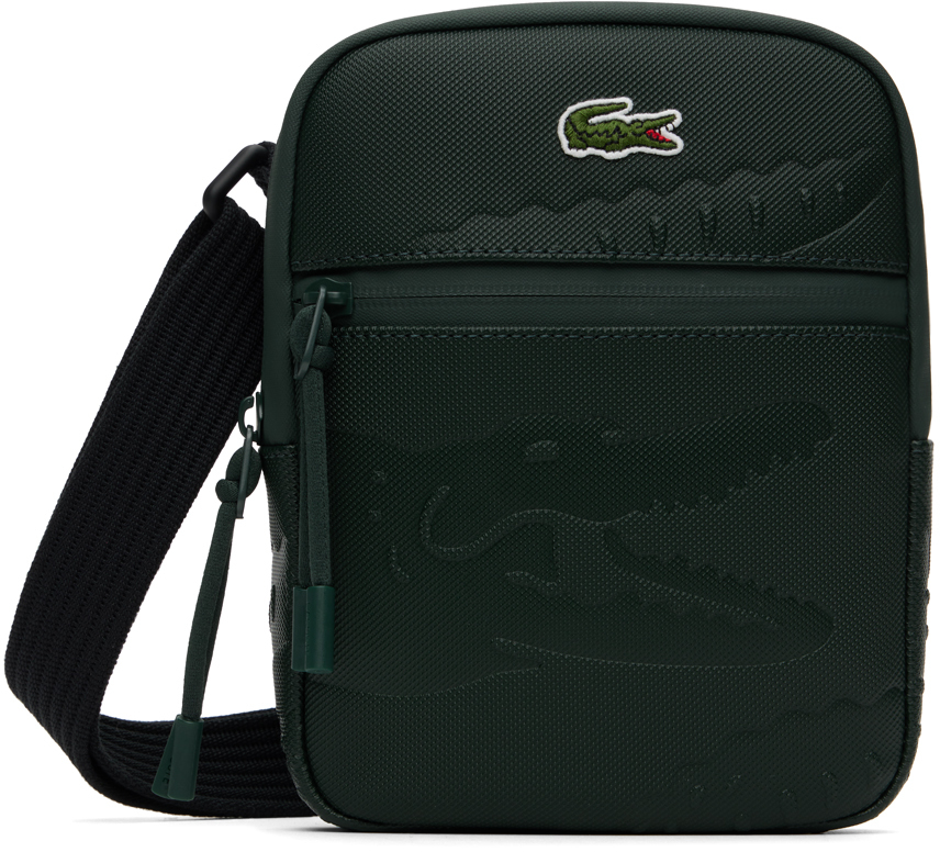 Lacoste Green Small Lcst Flat Piqué Bag In Embossed