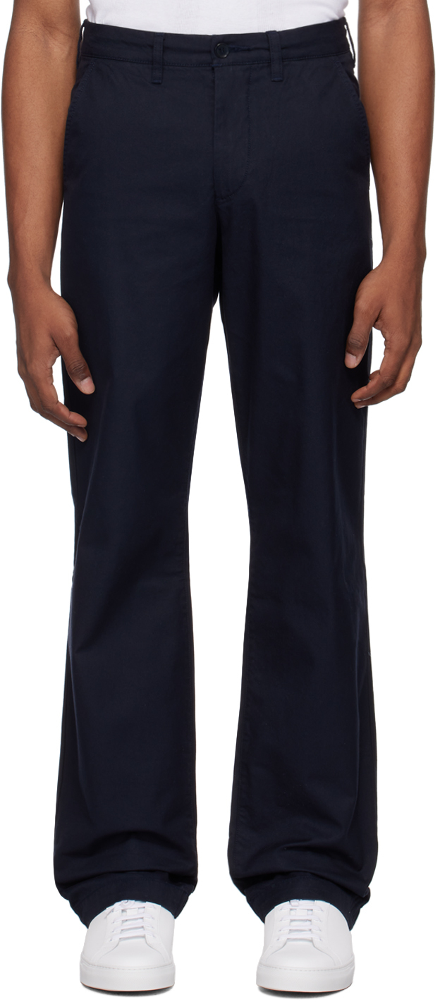 Navy Straight-Leg Trousers