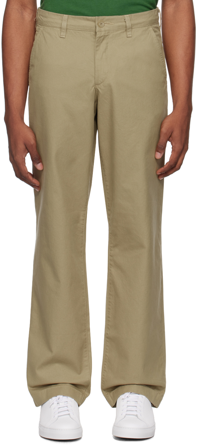 Beige Straight-Leg Trousers