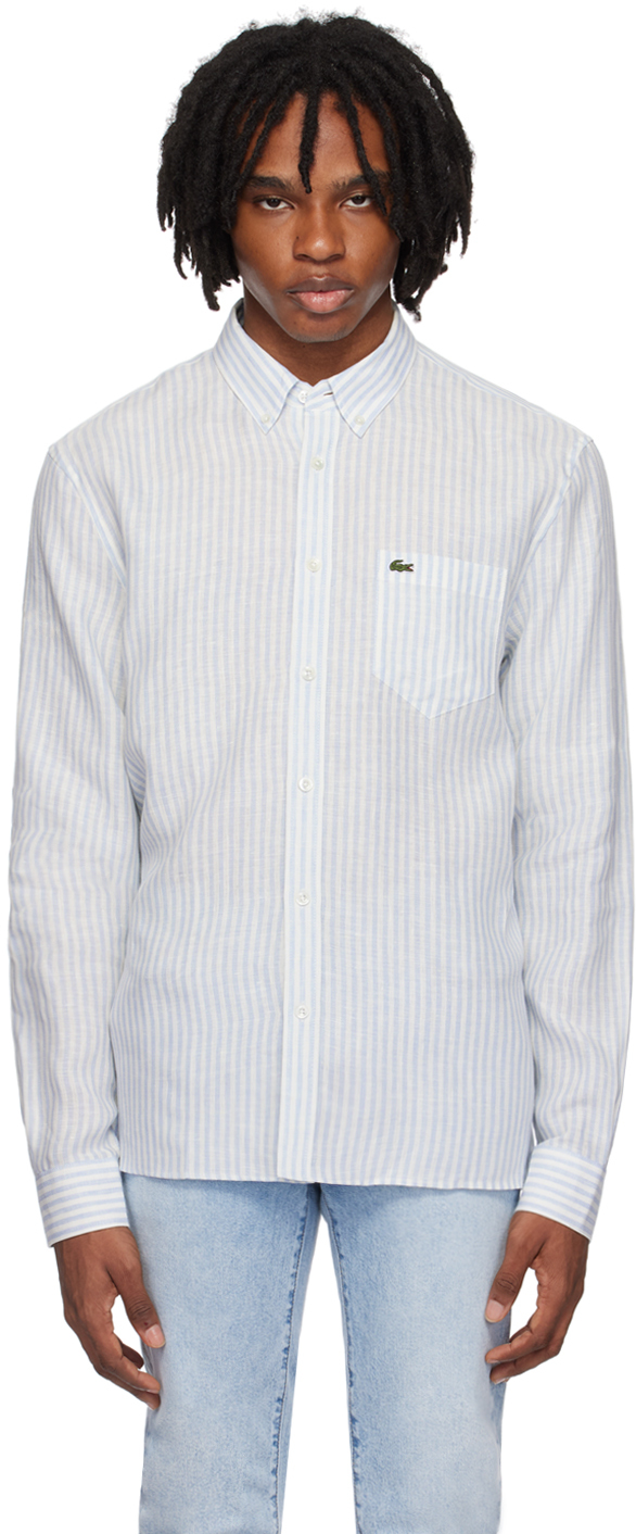 Shop Lacoste Blue Striped Shirt In Overview/white