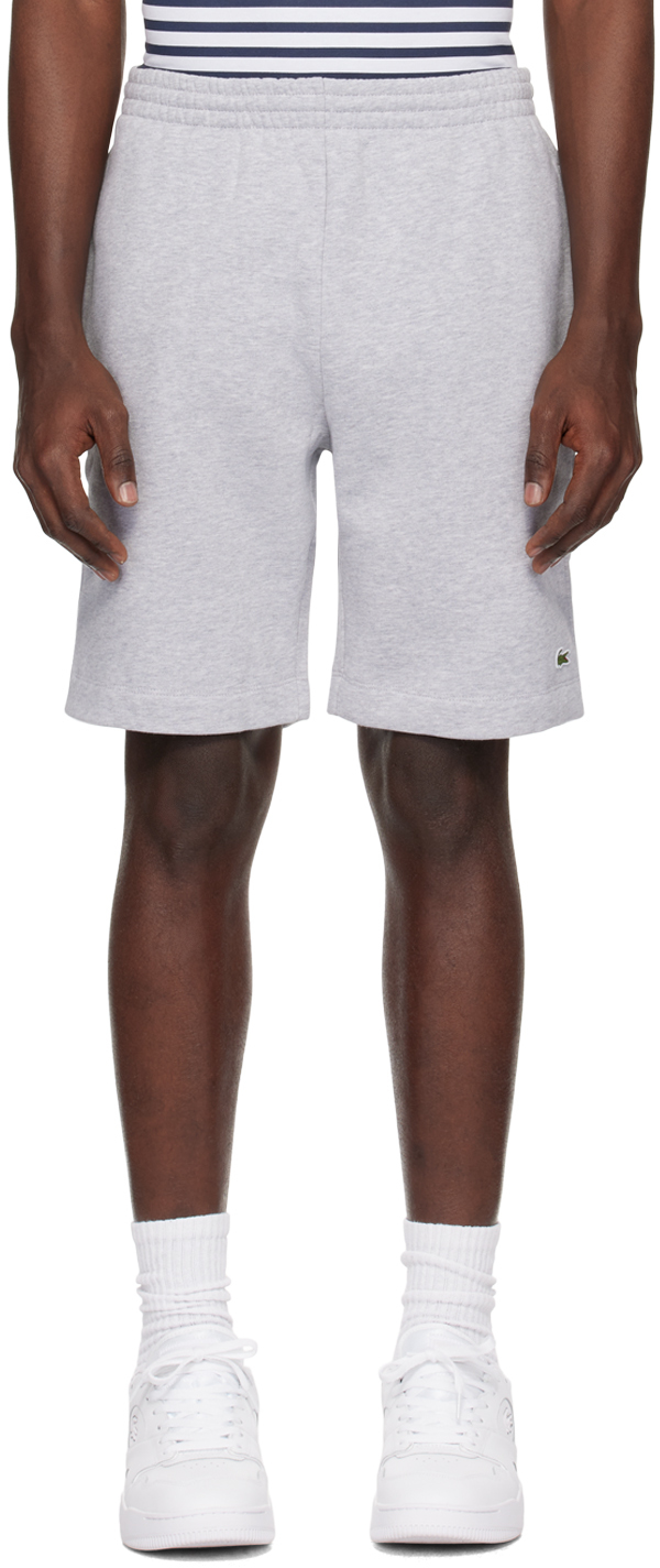 Shop Lacoste Gray Jogger Shorts In Cca Silver
