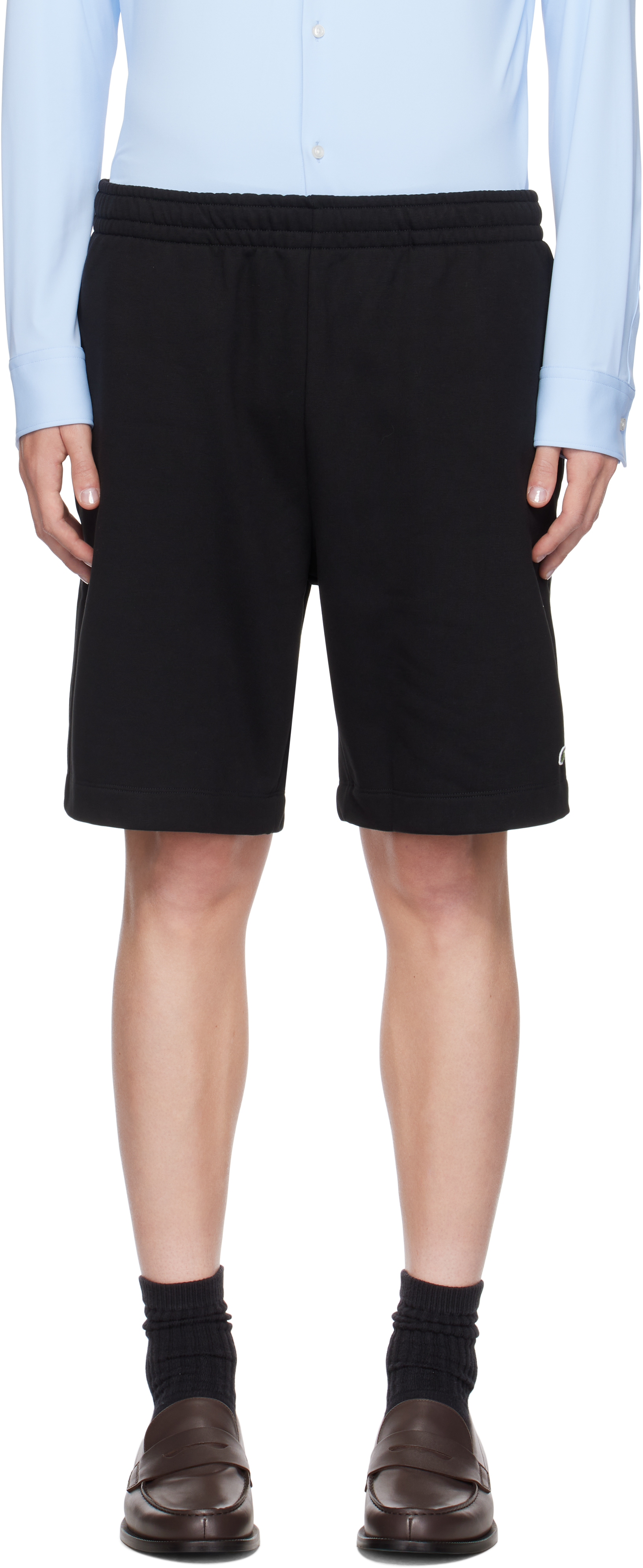 Black Regular Fit Fleece Shorts