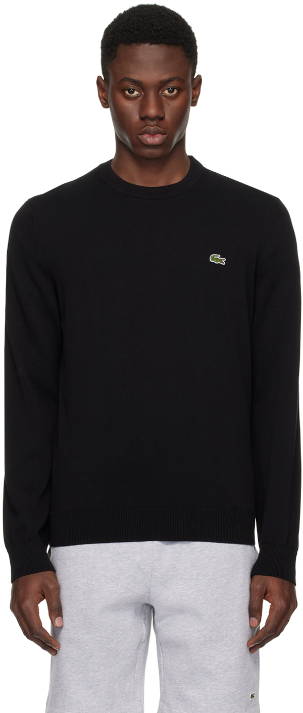 Shop Lacoste Black Crewneck Sweater In 031 Black