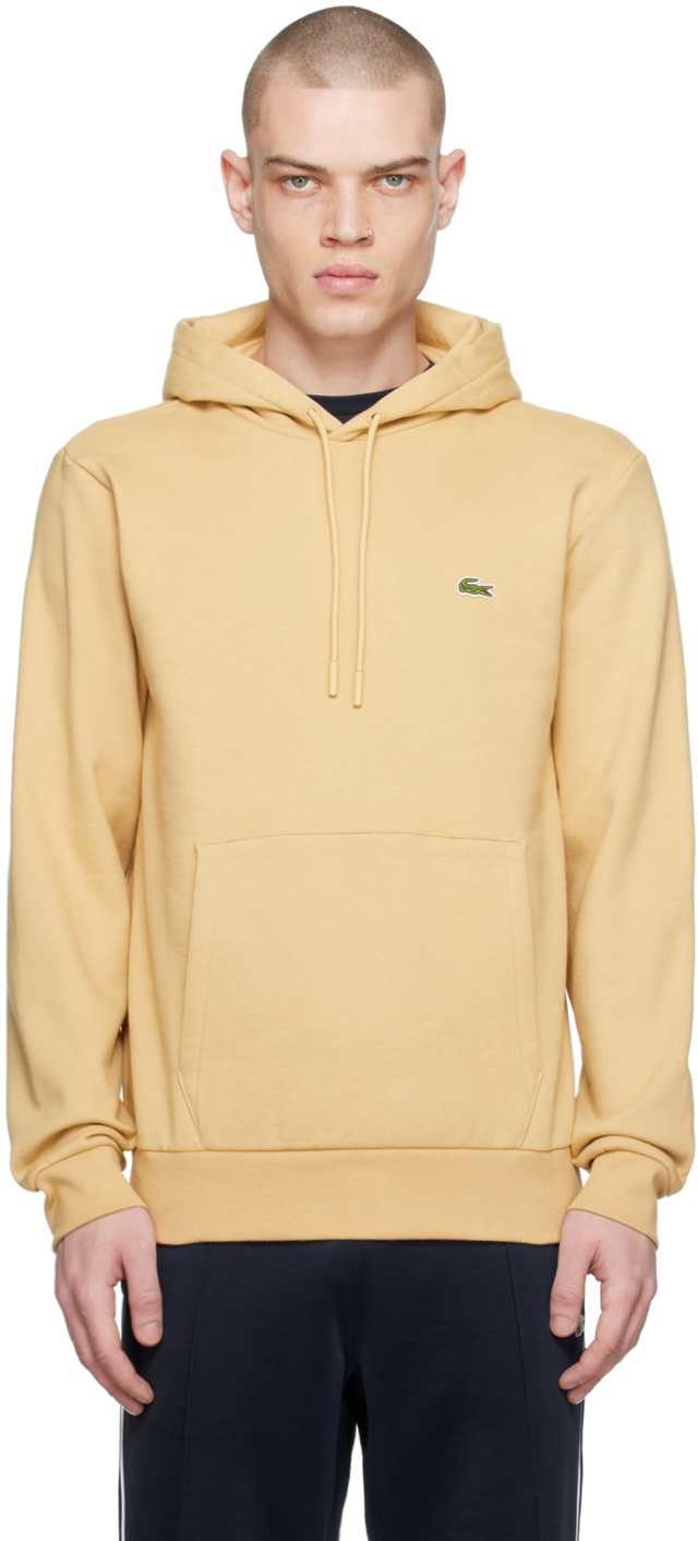 Lacoste Beige Patch Hoodie In Croissant