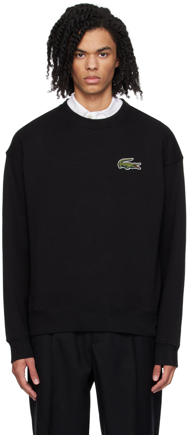 Shop Lacoste Black Crocodile Badge Sweatshirt