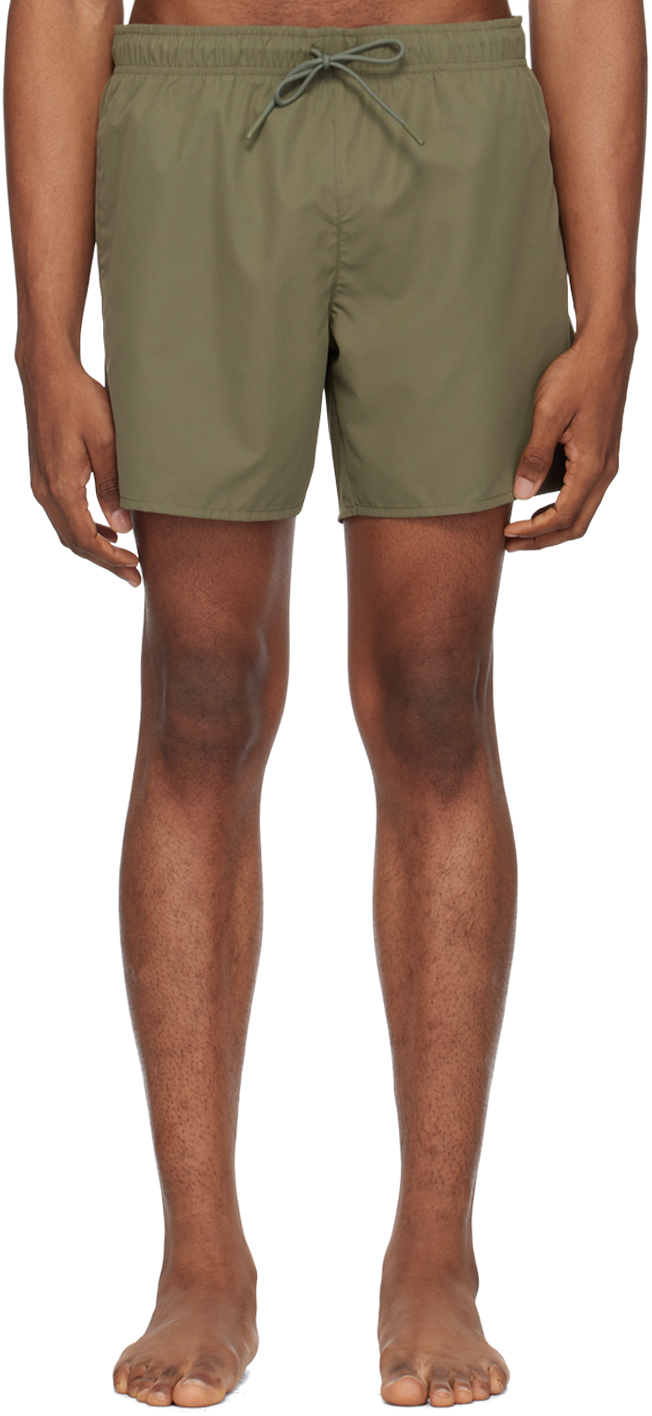 Shop Lacoste Khaki Drawstring Swim Shorts In Tank Green