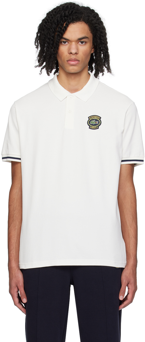Lacoste White Patch Polo In Flour