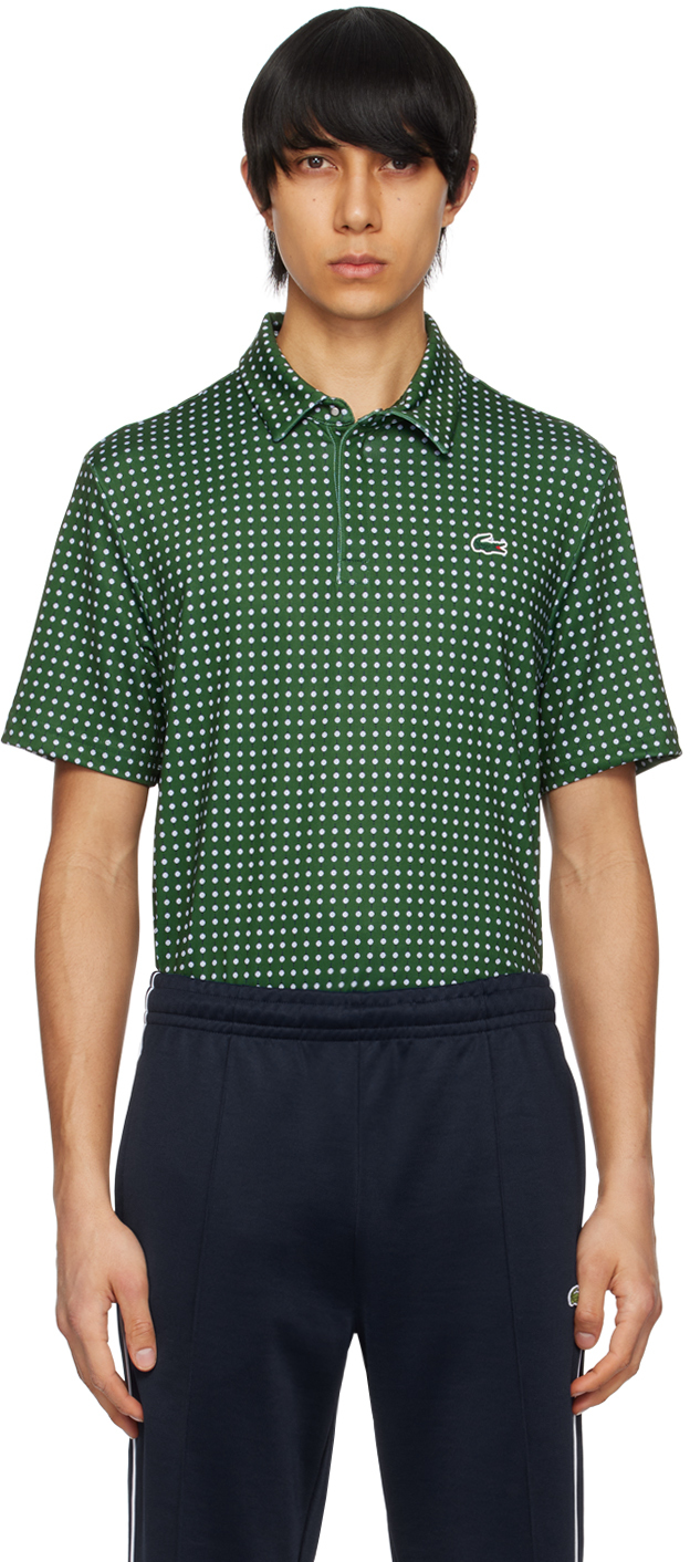Lacoste Menâs Golf Print Recycled Polyester Polo - M - 4 In Green