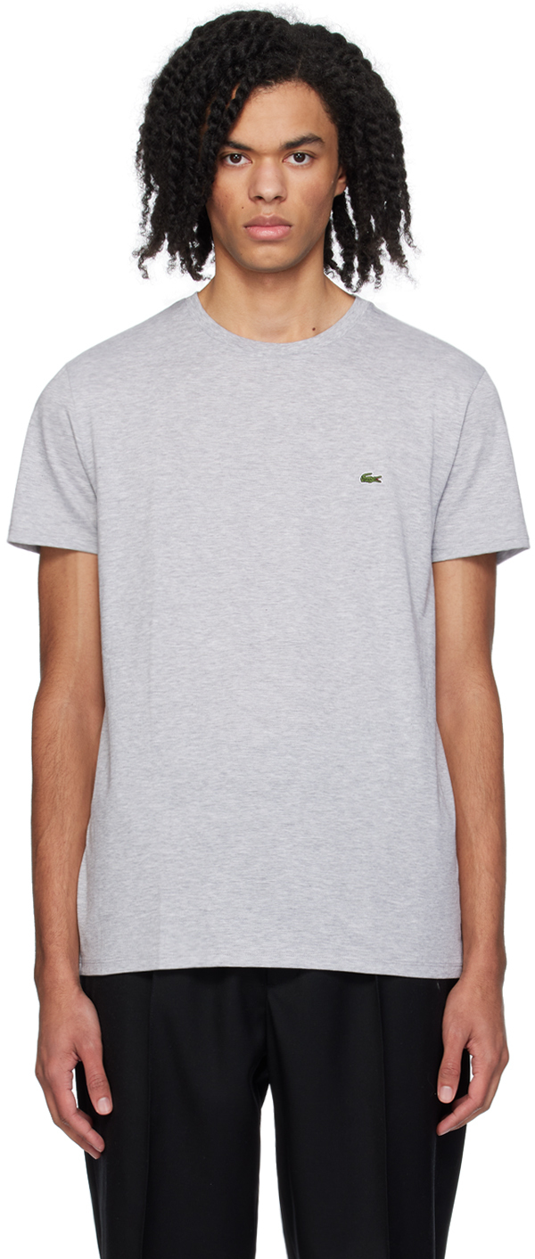 Lacoste Grey Crewneck T-shirt In Cca Silver Chine