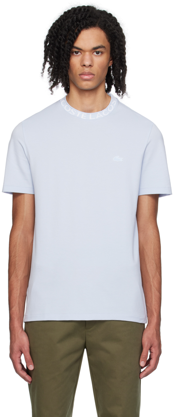 Lacoste Blue Jacquard Collar T-shirt In Phoenix Blue