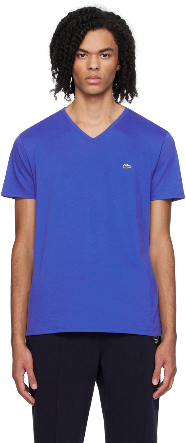 Lacoste Blue V-neck T-shirt In Ladigue
