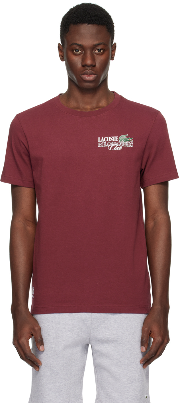 Shop Lacoste Burgundy Roland Garros Edition T-shirt In Spleen
