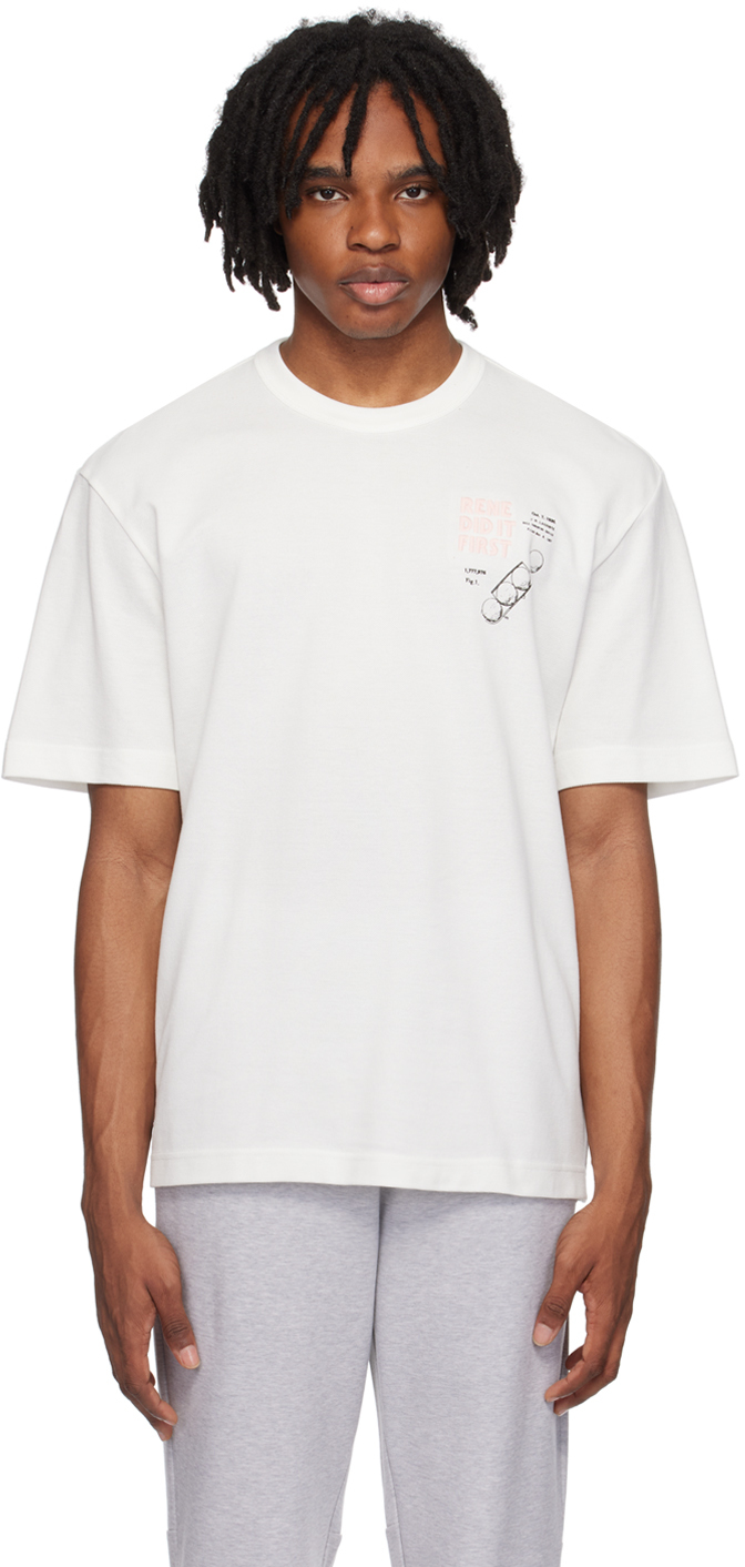 Shop Lacoste White Graphic T-shirt In Flour/lance