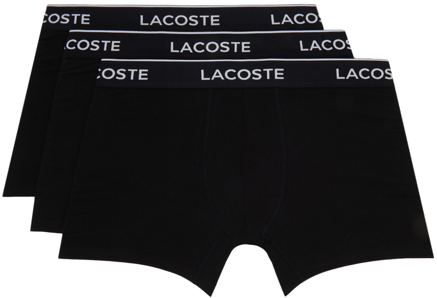 Lacoste Three-pack Black Boxer Briefs In 031 Black