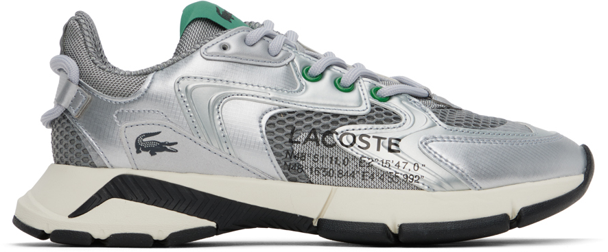 Lacoste Silver Neo Trainers In Grey