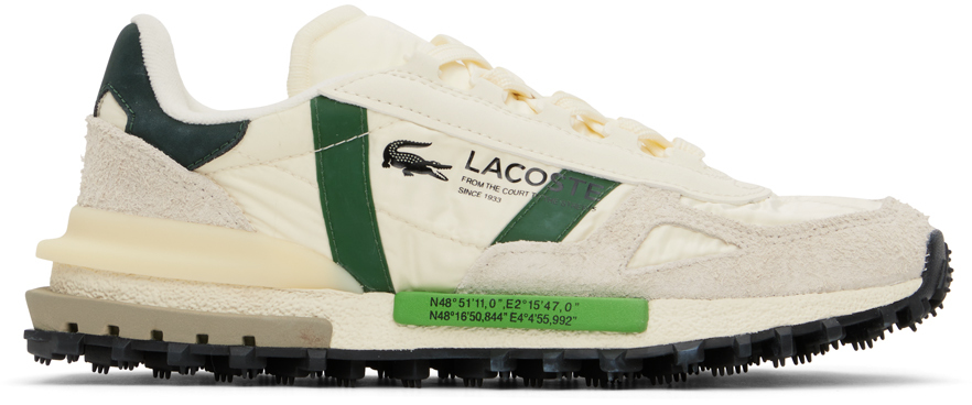 Lacoste Off-white & Green Elite Active Branded Sneakers