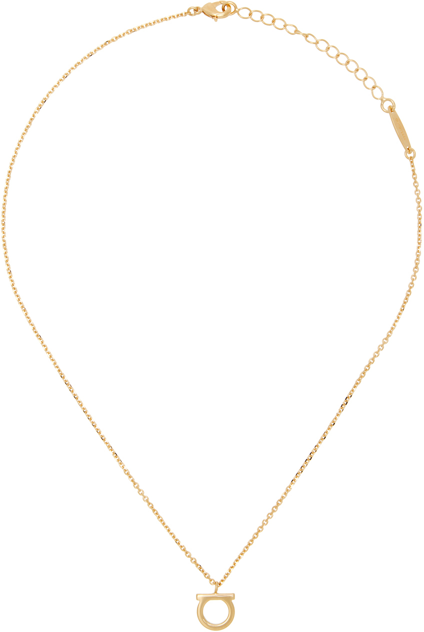Ferragamo Gold Tone Gancini Pendant Necklace