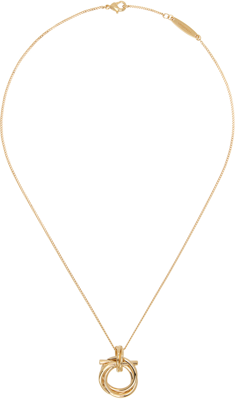Ferragamo Gold Gancini Pendant Necklace In 001 Oro Giove