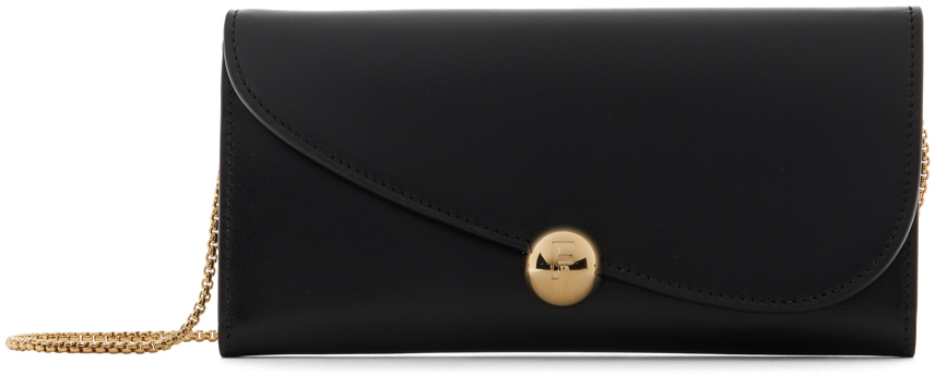 Black Asymmetrical Flap Wallet Bag