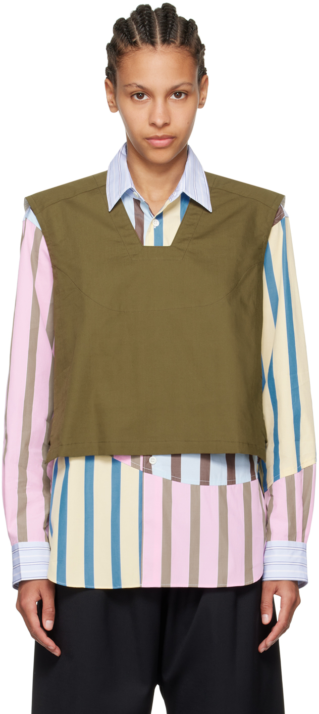 Comme des Garçons Vest Khaki Cutout Vest by Comme des Garçons Shirt on Sale
