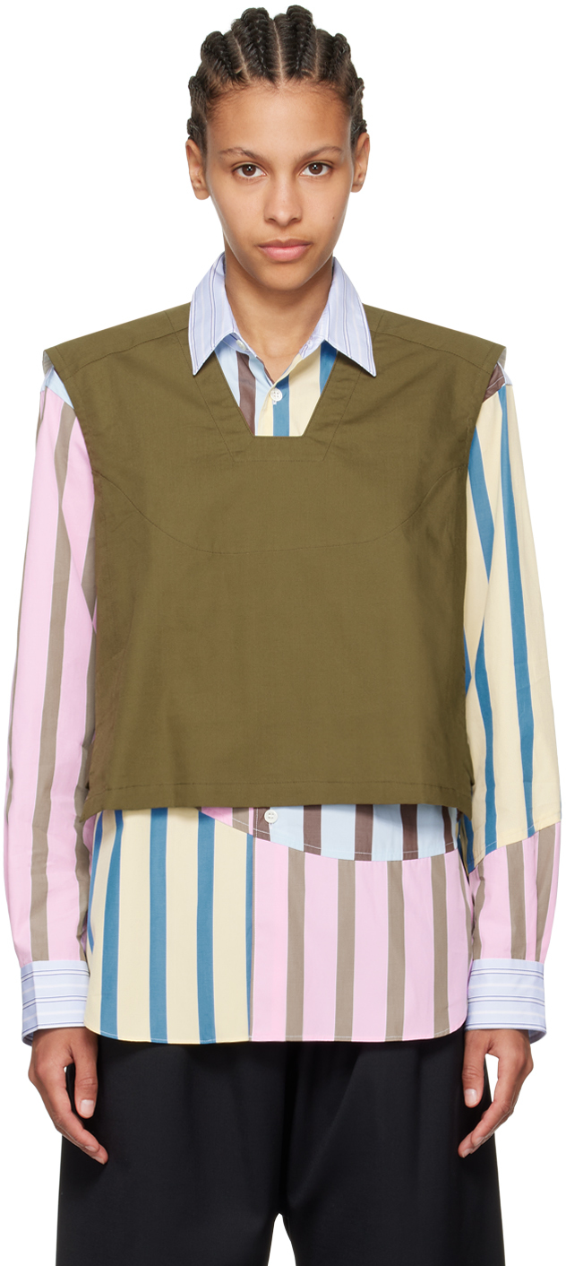 Shop Comme Des Garçons Shirt Khaki Cutout Vest In 2 Green