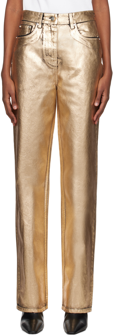 Ferragamo Gold Coated Jeans In 003 0751/207 Gold