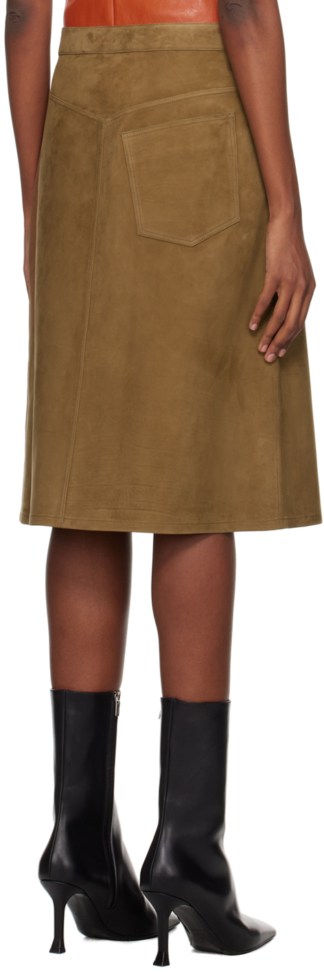 Ferragamo Brown A-line Midi Skirt In 001 Tobacco