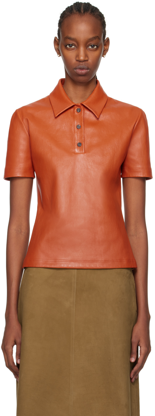 Ferragamo Orange V-Neck Long Sleeve T-Shirt