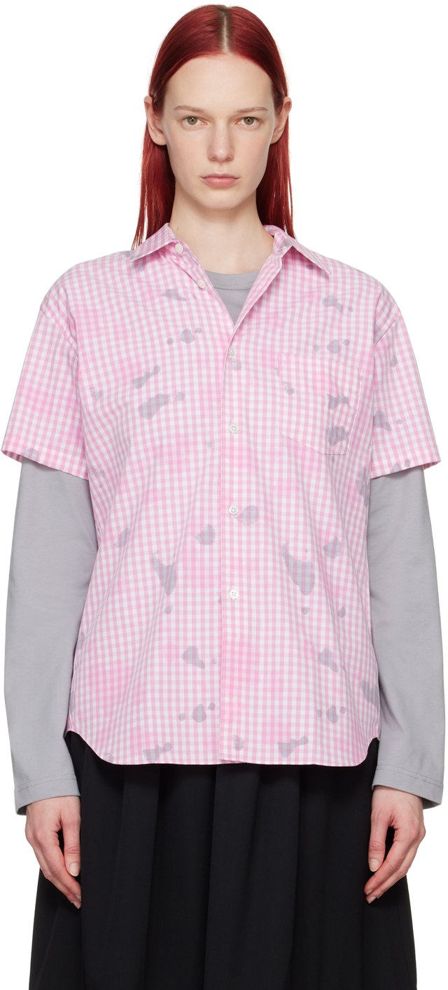 Comme des Garçons Shirt: Pink Gingham Shirt | SSENSE