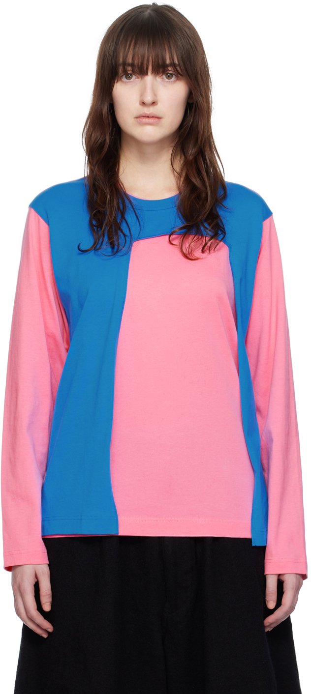 Comme Des Garçons Shirt Pink & Blue Layered Long Sleeve T-shirt In 3 Pink