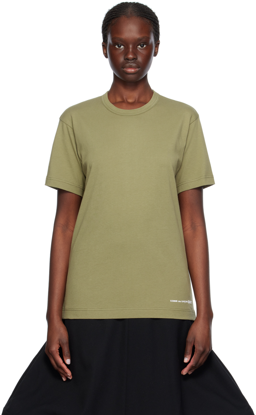 Shop Comme Des Garçons Shirt Khaki Printed T-shirt In 3 Khaki