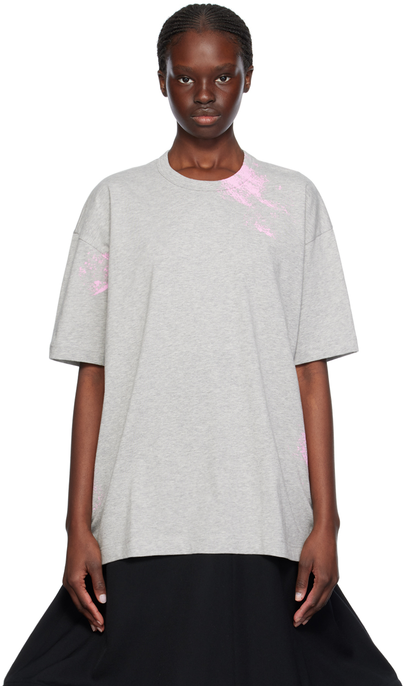 Shop Comme Des Garçons Shirt Gray Paint Splatter T-shirt In 1 Top Grey