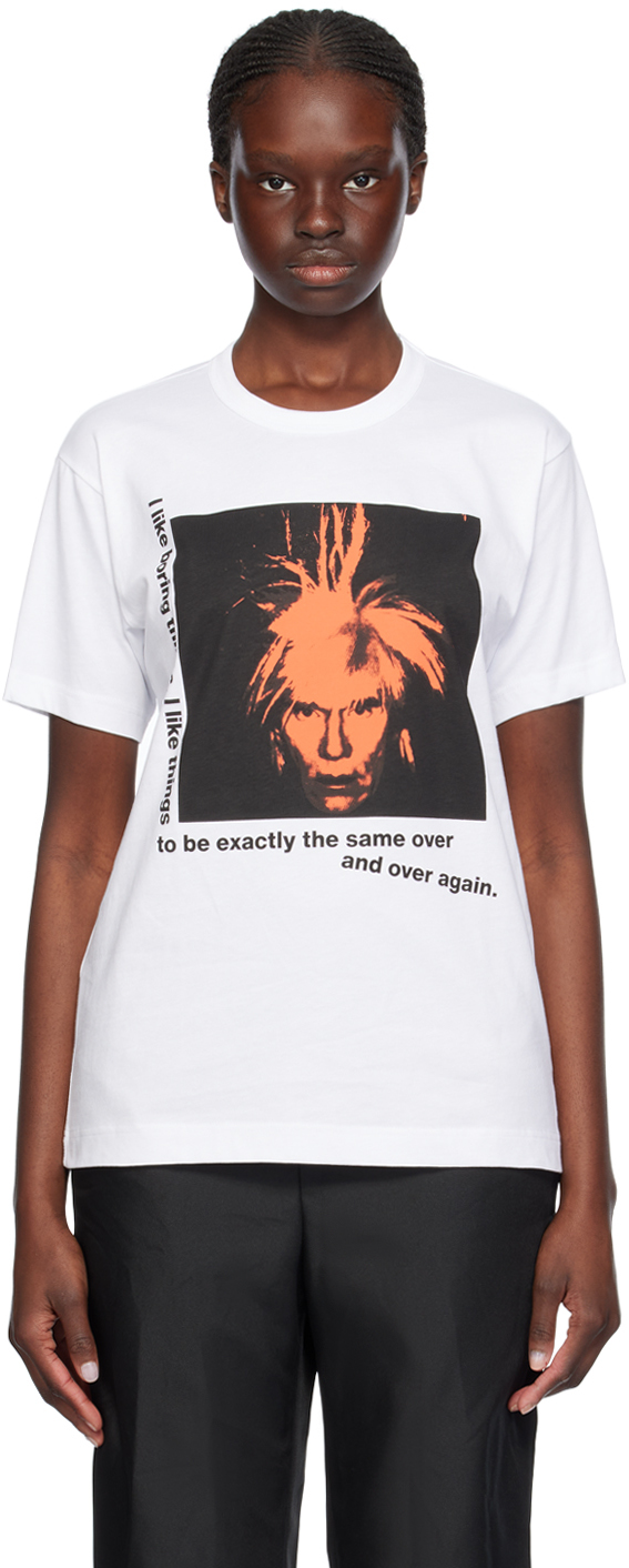 Shop Comme Des Garçons Shirt White Andy Warhol T-shirt In 2 White