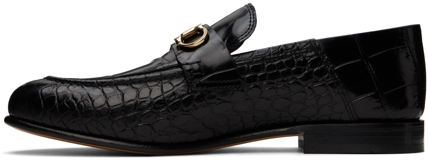 Ferragamo Black Ottone Loafers In 010 Nero