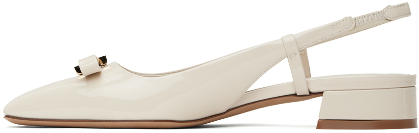 Ferragamo Marlina Patent Leather Flats In 004 Mascarpone